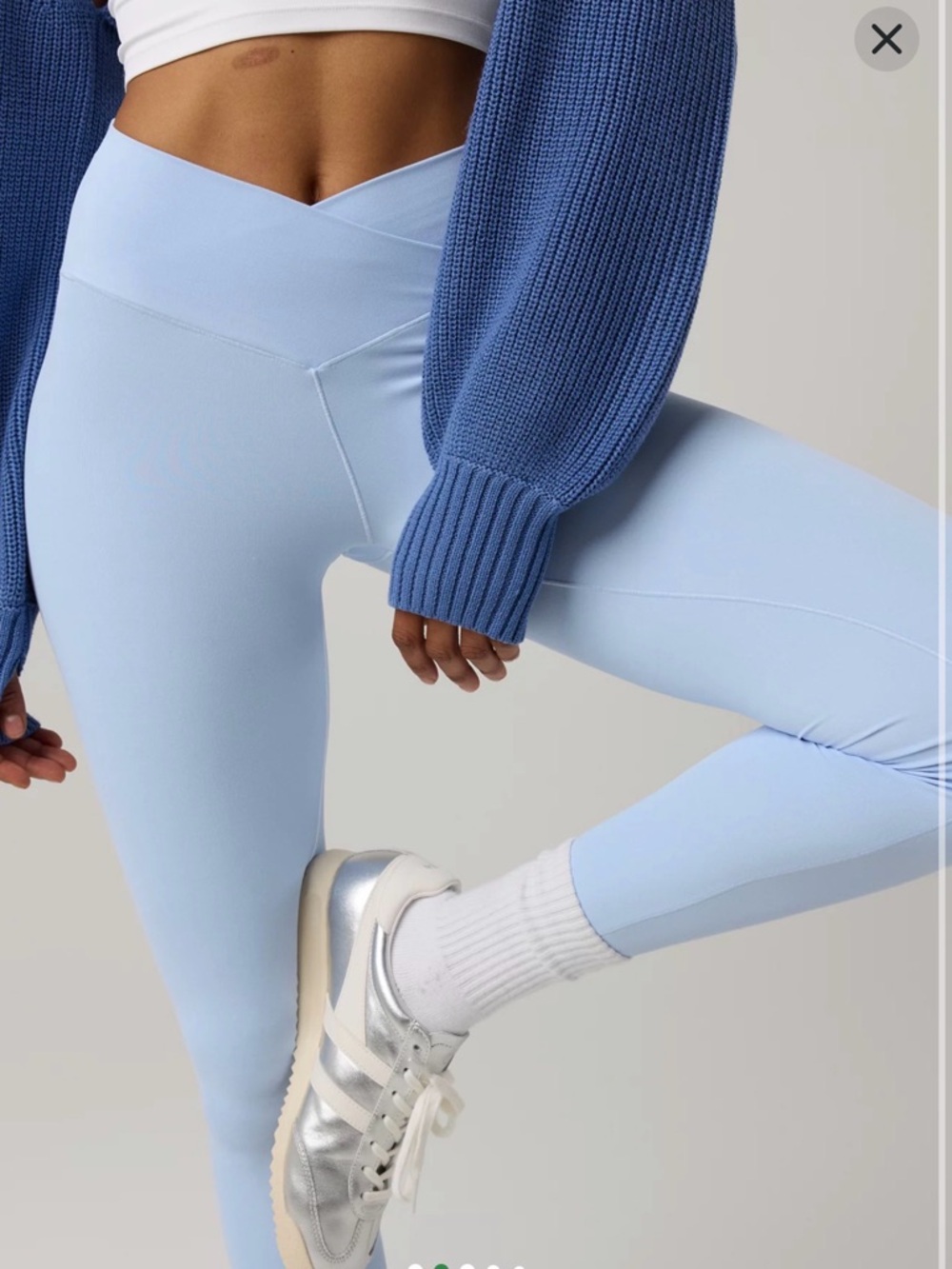 OFFLINE By Aerie Real Me High Waisted Crossover Legging (eyelet blue)